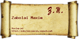 Zabolai Maxim névjegykártya